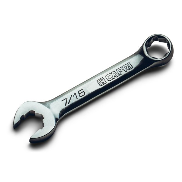 Capri Tools 7/16 in. WaveDrive Pro Stubby Combination Wrench for Regular and Rounded Bolts CP11750-S716SB